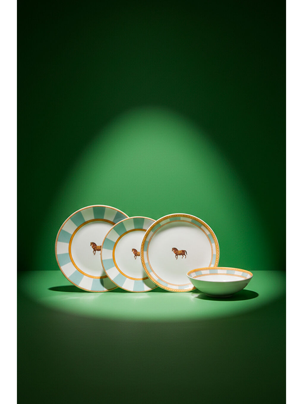 Beyaz Royal 24 Parça Porselen Yemek Takımı Yeşil-6