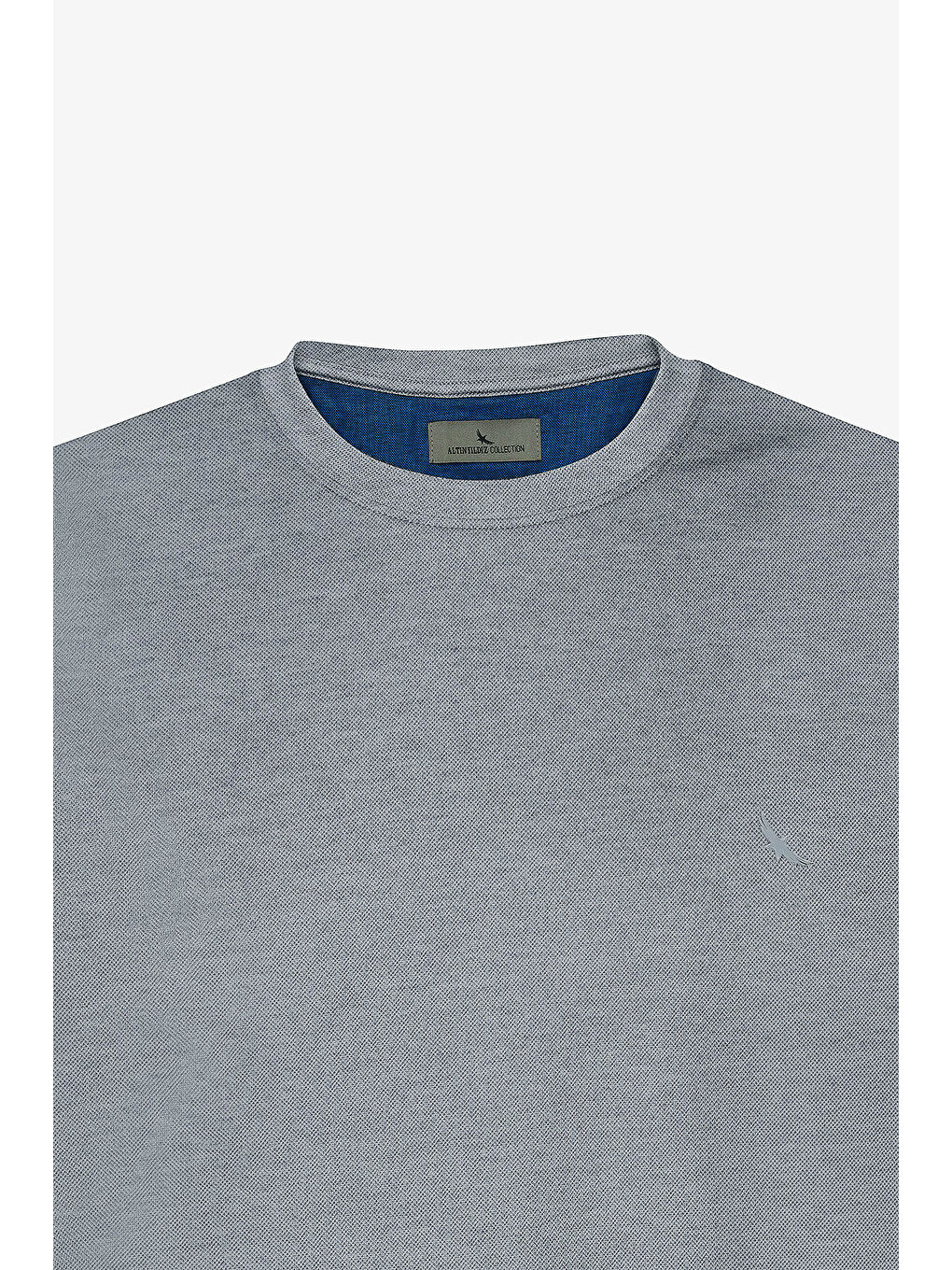 Erkek Mavi Slim Fit Dar Kesim Bisiklet Yaka Pamuklu Tişört-6