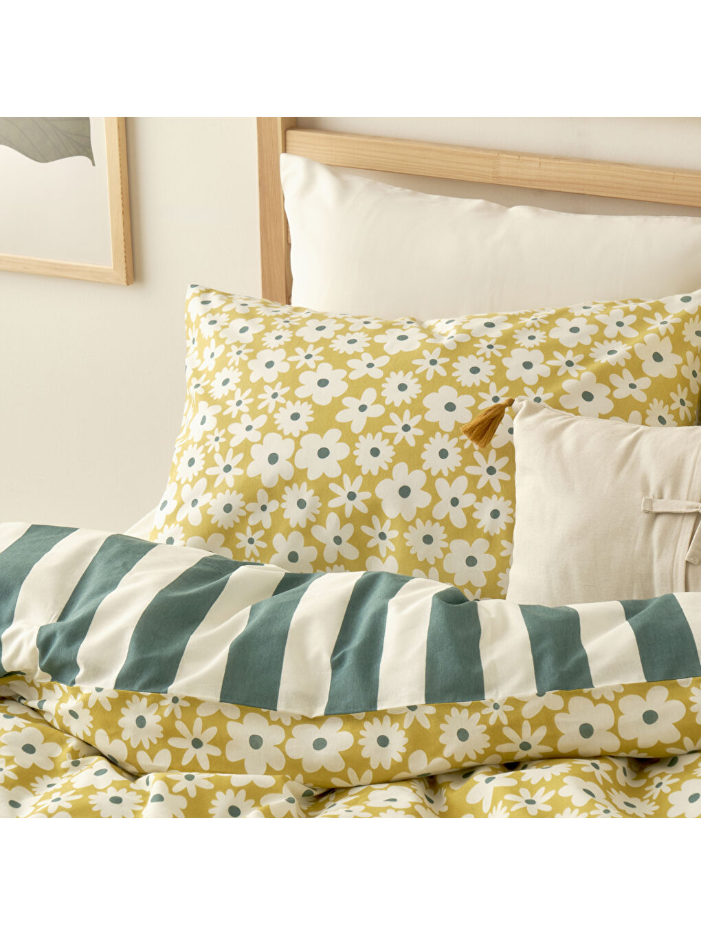 Naomi Pamuklu Çift Kişilik Nevresim Takımı Sarı (200x220 cm)-2