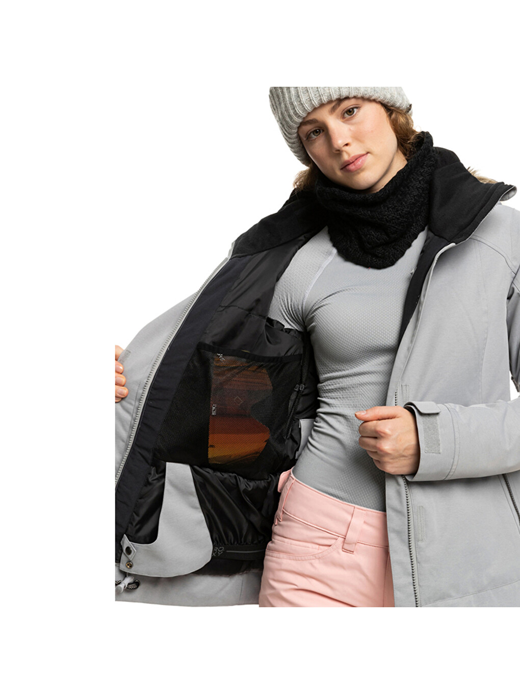 Kadın Snowboard Ceketi Meade Gri-4