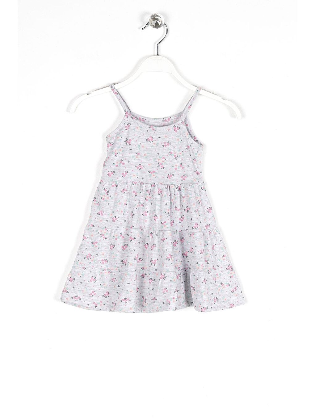 Askılı Çiçek Metraj - Grimelanj Renk Kız Çocuk Elbise-1