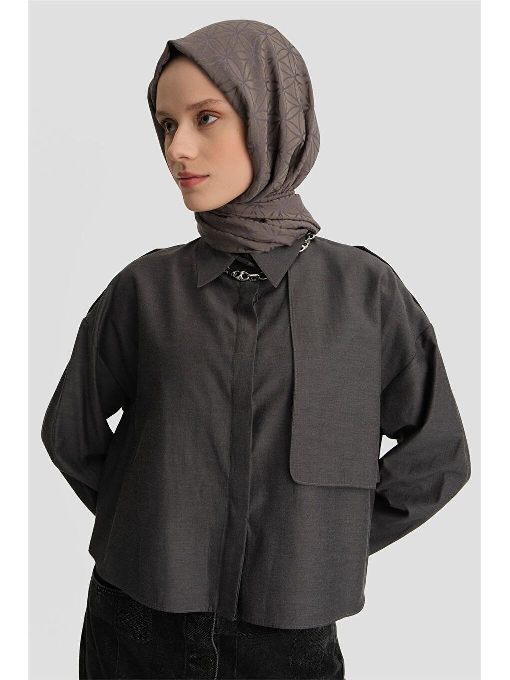 Gri Allerli Gömlek 24Kh3638 Antrasit-3