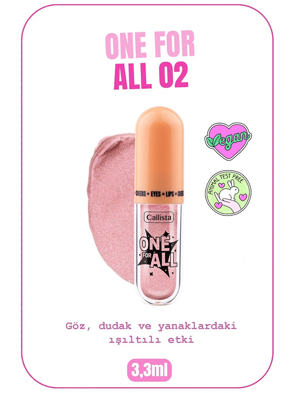 LC WAIKIKI Pembe One For All 02 Pink Cosmos Eyes & Lips & Cheeks Likit Göz Farı