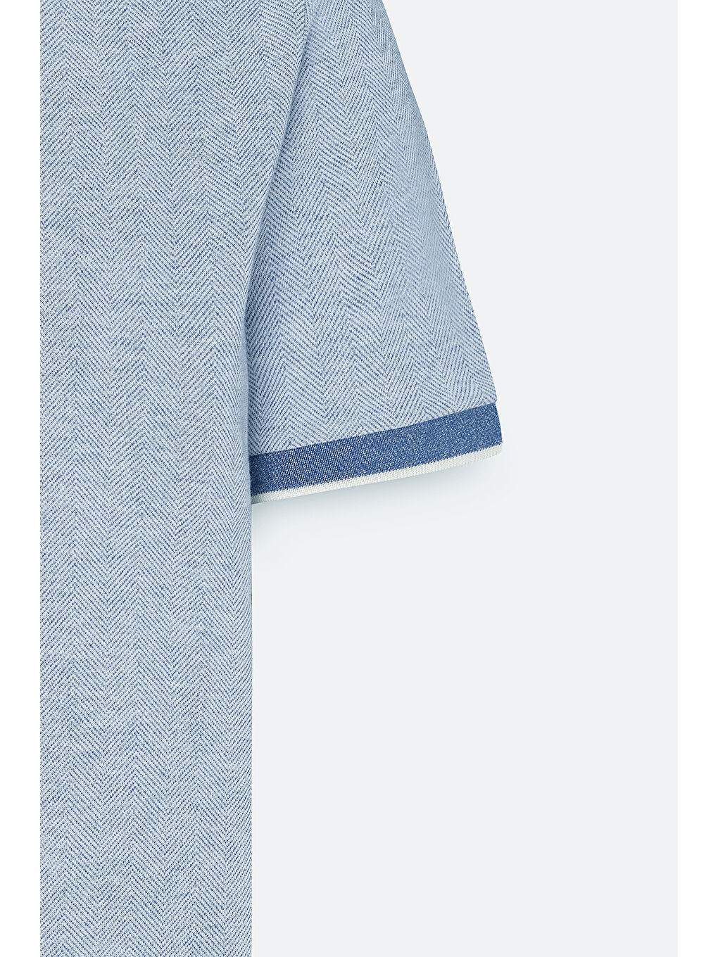 Erkek Mavi Slim Fit Dar Kesim Pamuklu Jakarlı Polo Yaka Tişört-6