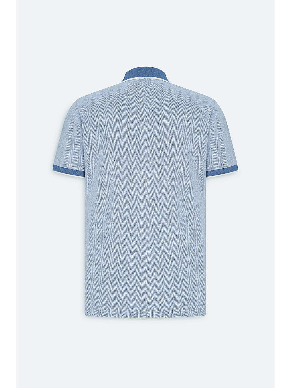 Erkek Mavi Slim Fit Dar Kesim Pamuklu Jakarlı Polo Yaka Tişört-7