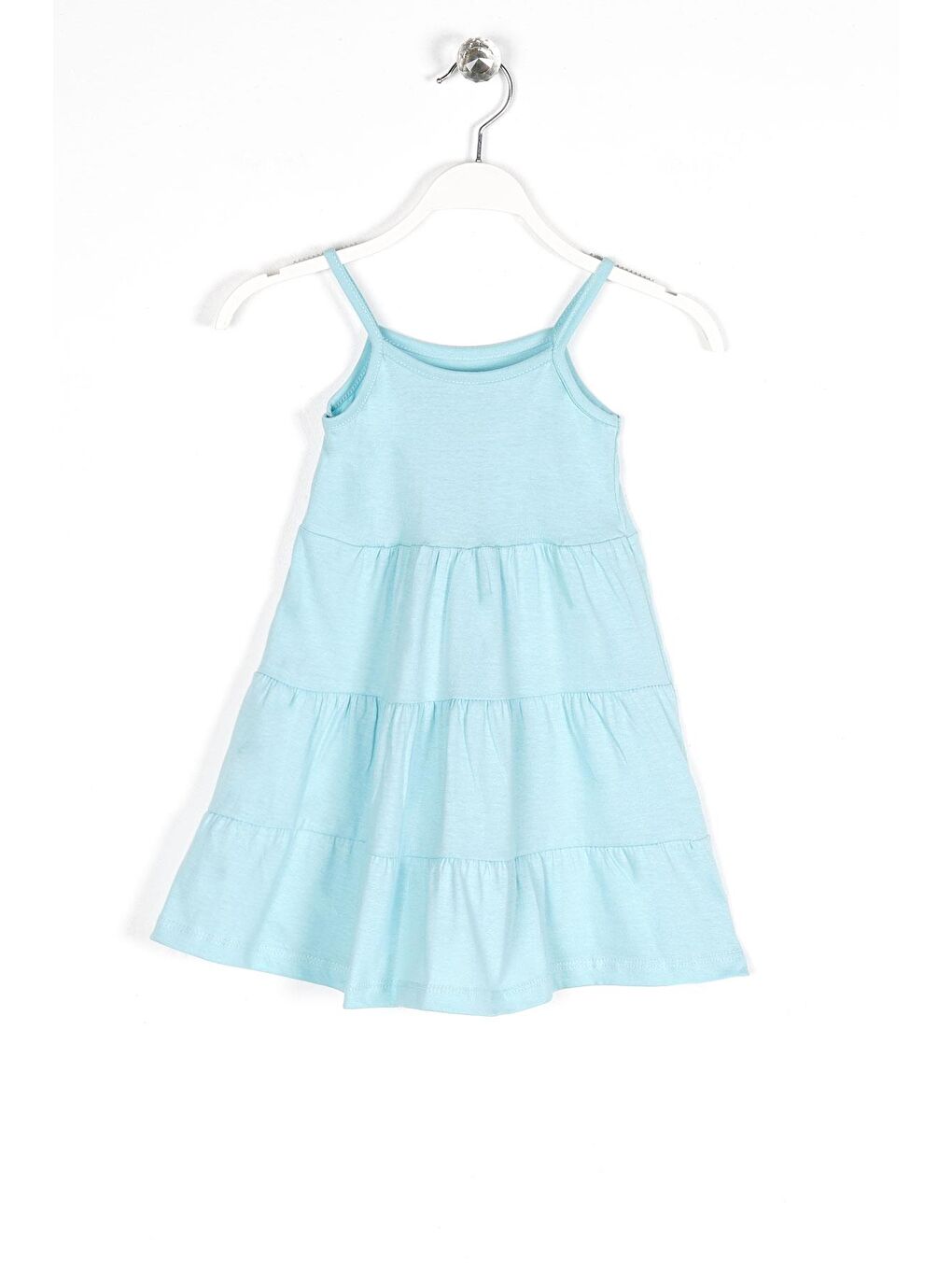 Askılı Kalp Baskı - Açık Mavi Renk Kız Çocuk Elbise-1