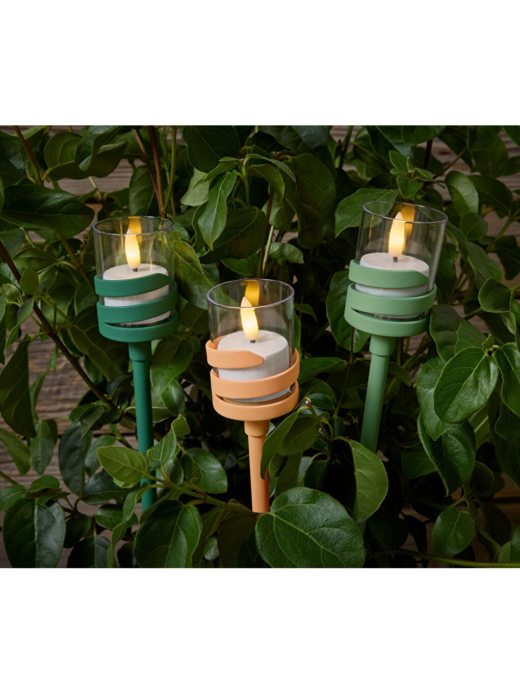 Karışık LED Dış Mekan Kazık, Alev Efekti, 3 Adet