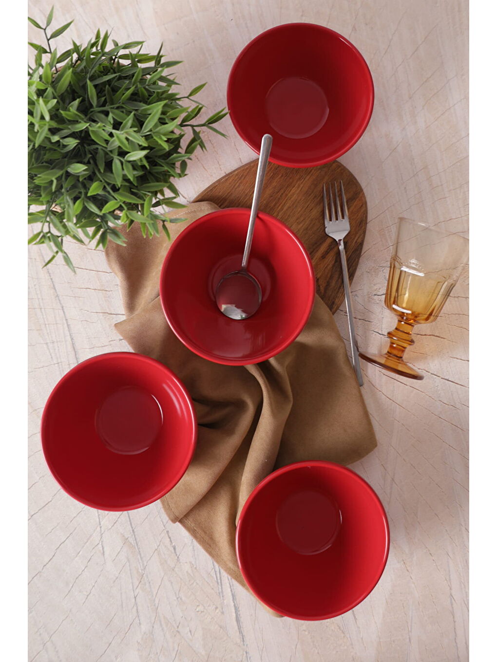 Kırmızı Escargot Kase 14 Cm 4 Adet-2