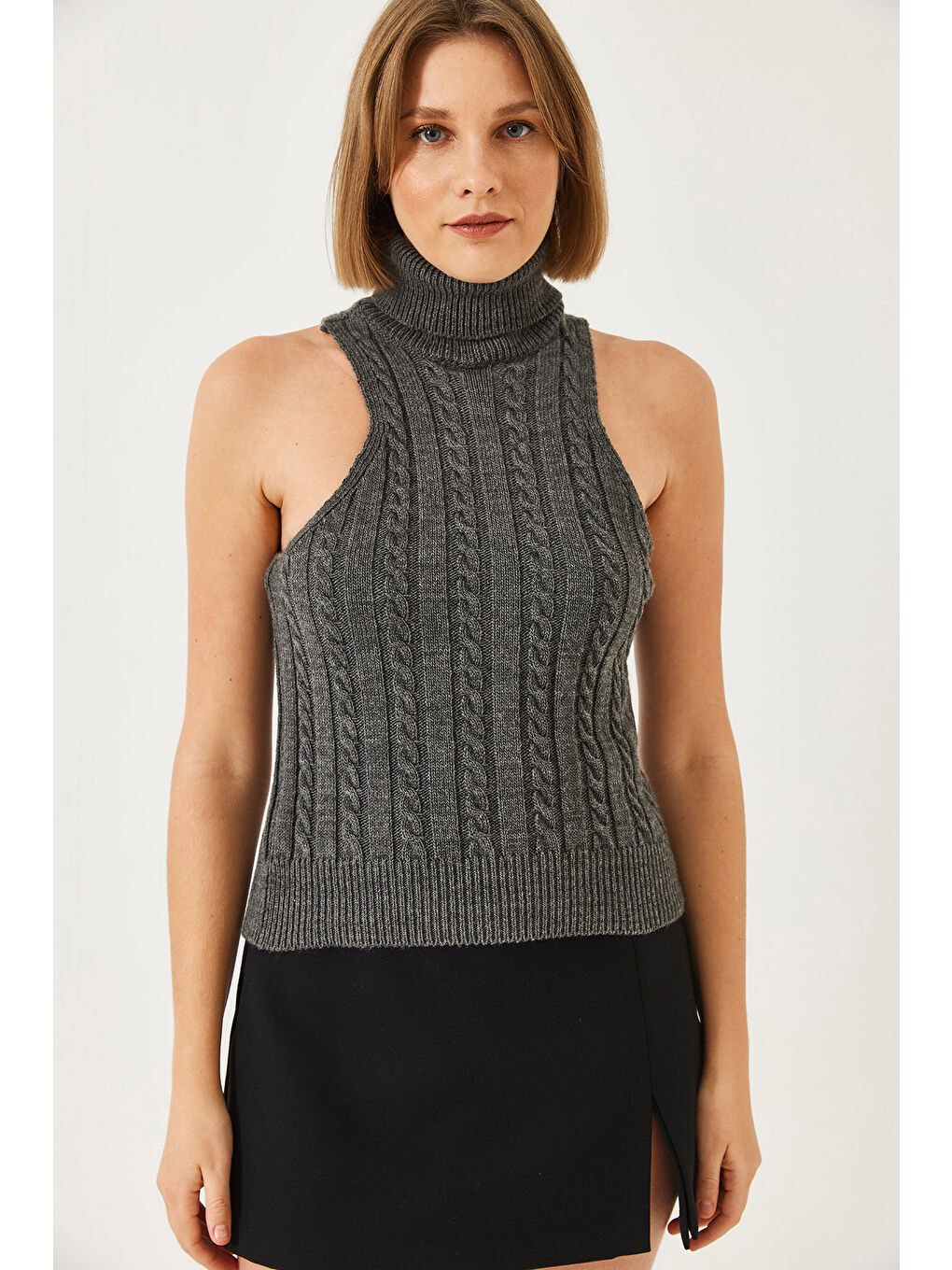 Antrasit Kadın Triko İkili Takım-5