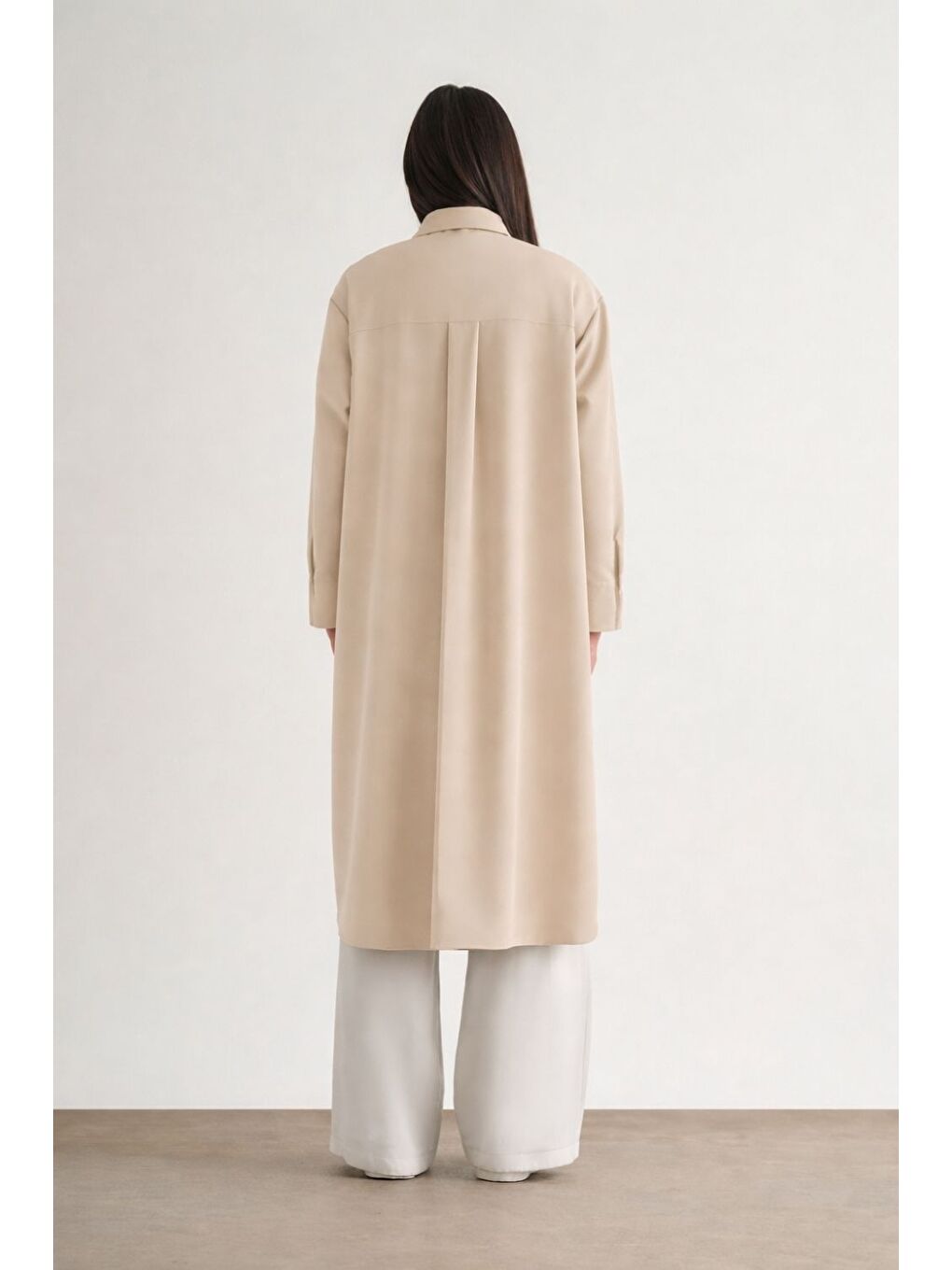 Mizallle Çıtçıtlı Uzun Yazlık Bej Rengi Tunik-2