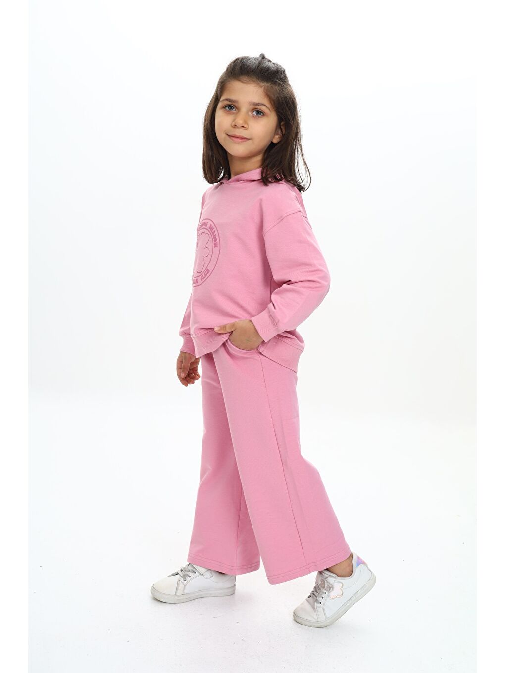 Pembe Kız Çocuk Baskılı Eşofman Takım-1