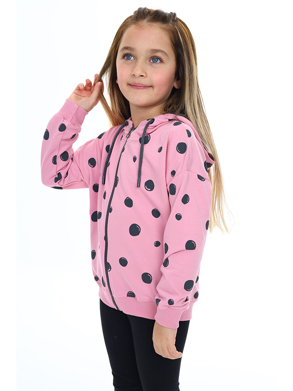 Toontoykids Pembe Kız Çocuk Baskılı Fermuarlı Sweatshirt - 1