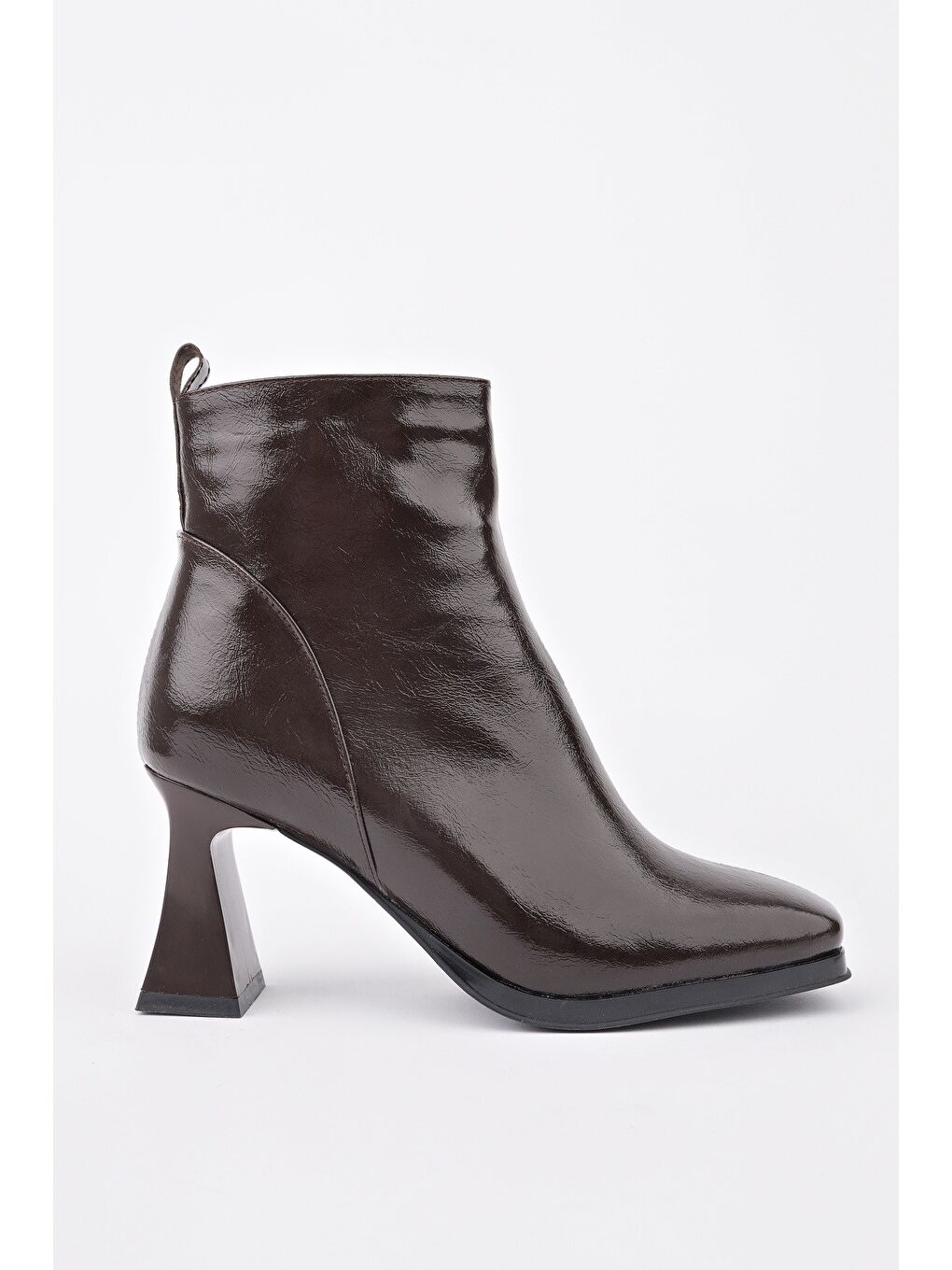 Kahverengi CELİNA Küt Burun Fermuarlı Topuklu Kadın Bot-2