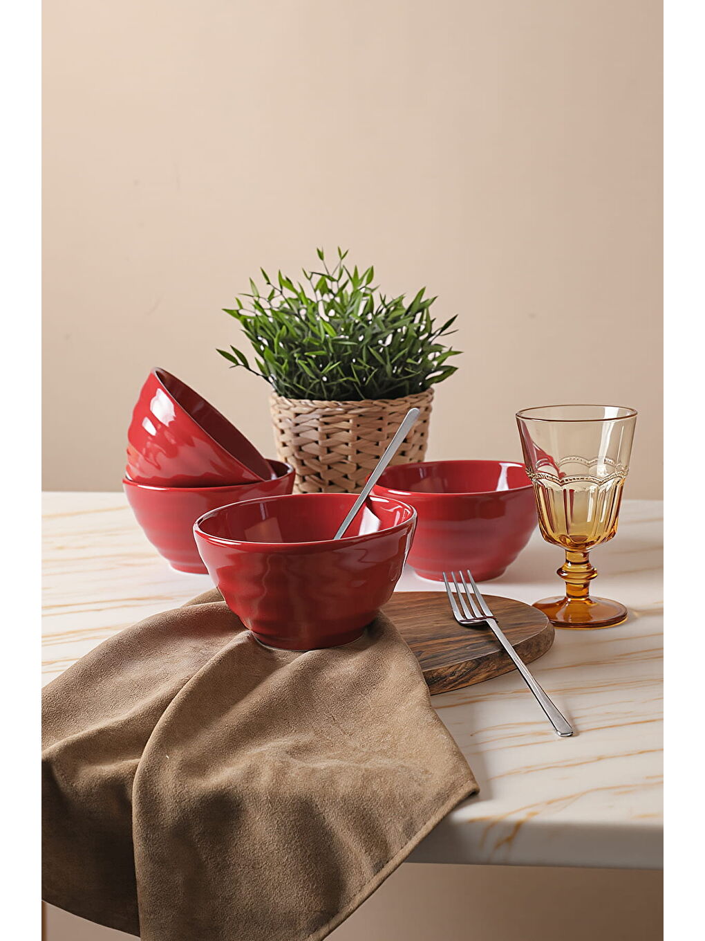 Kırmızı Escargot Kase 14 Cm 4 Adet-5
