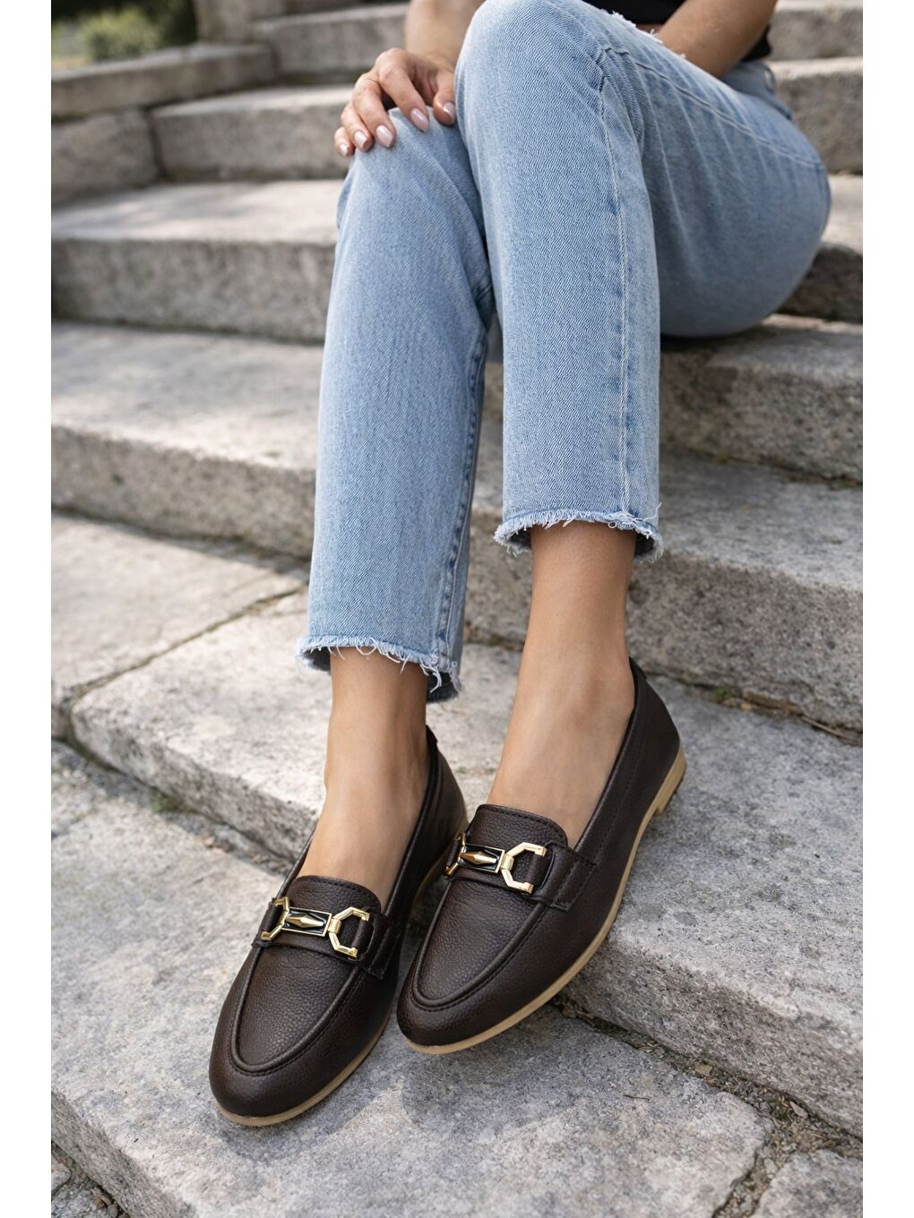 Kahverengi AL-2016 Rahat Taban Kadın Babet Anne Ayakkabısı Günlük Bayan Ayakkabı-2