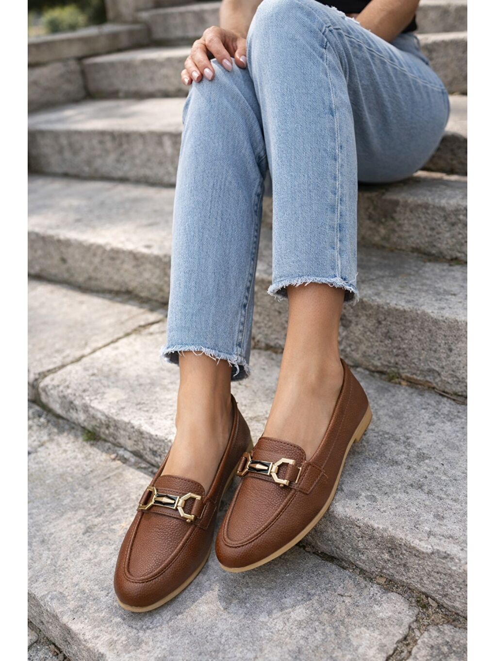Kahverengi AL-2016 Rahat Taban Kadın Babet Anne Ayakkabısı Günlük Bayan Ayakkabı-2