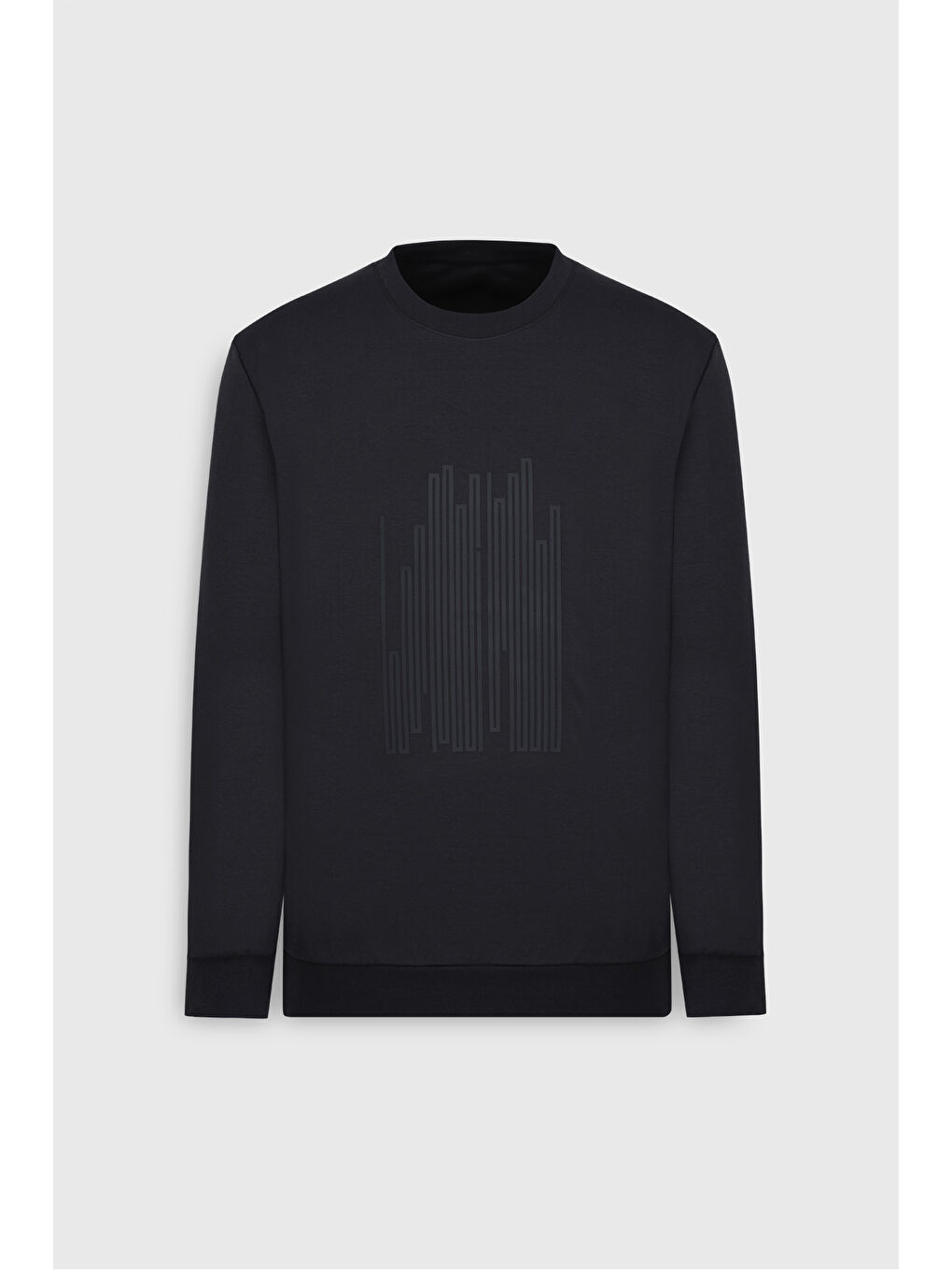 Erkek Siyah Pamuklu Standart Fit Normal Kesim Bisiklet Yaka Baskılı Sweatshirt-6