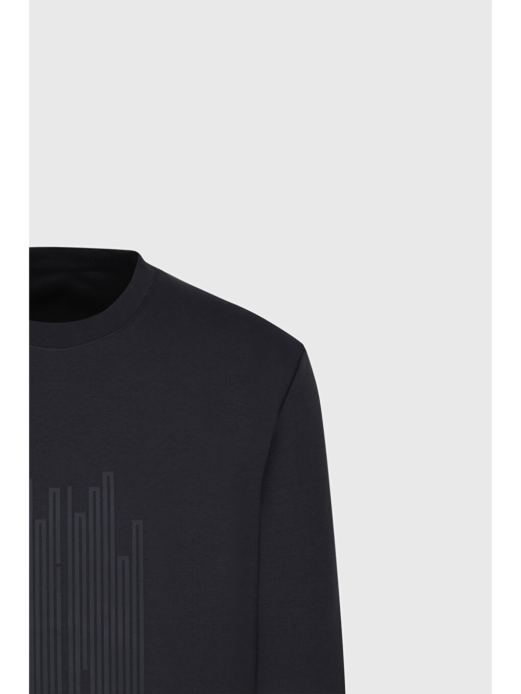 Erkek Siyah Pamuklu Standart Fit Normal Kesim Bisiklet Yaka Baskılı Sweatshirt-7