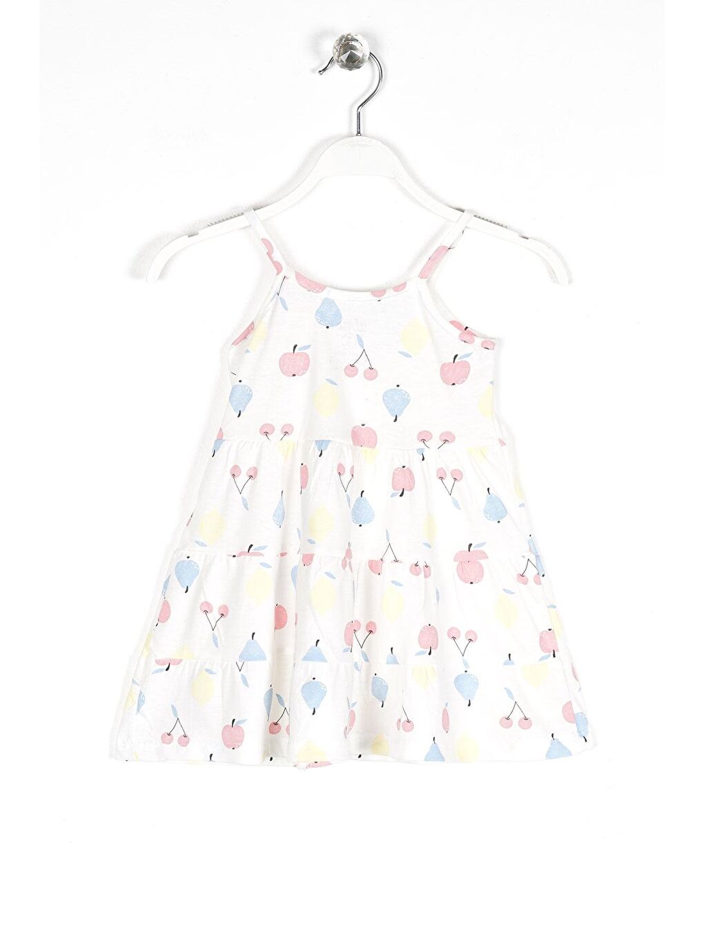 Askılı Meyve Metraj - Beyaz Renk Kız Çocuk Elbise-1