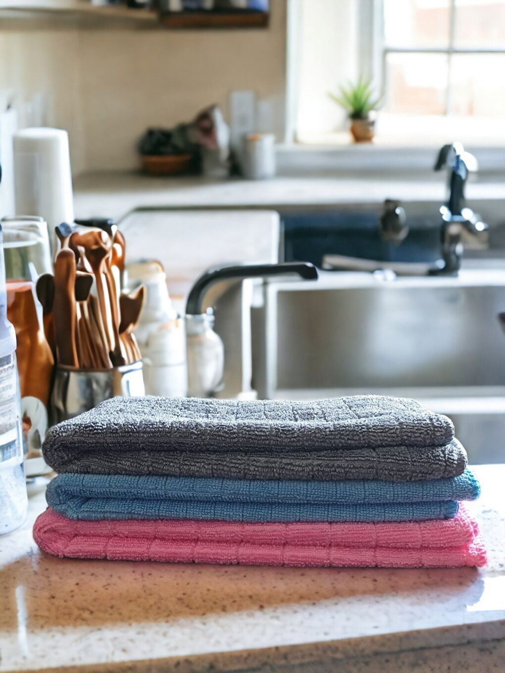 Karışık Misclean Mikrofiber Mutfak Temizlik Bezi 40*40 cm 3 Renk (3 Adet)-2