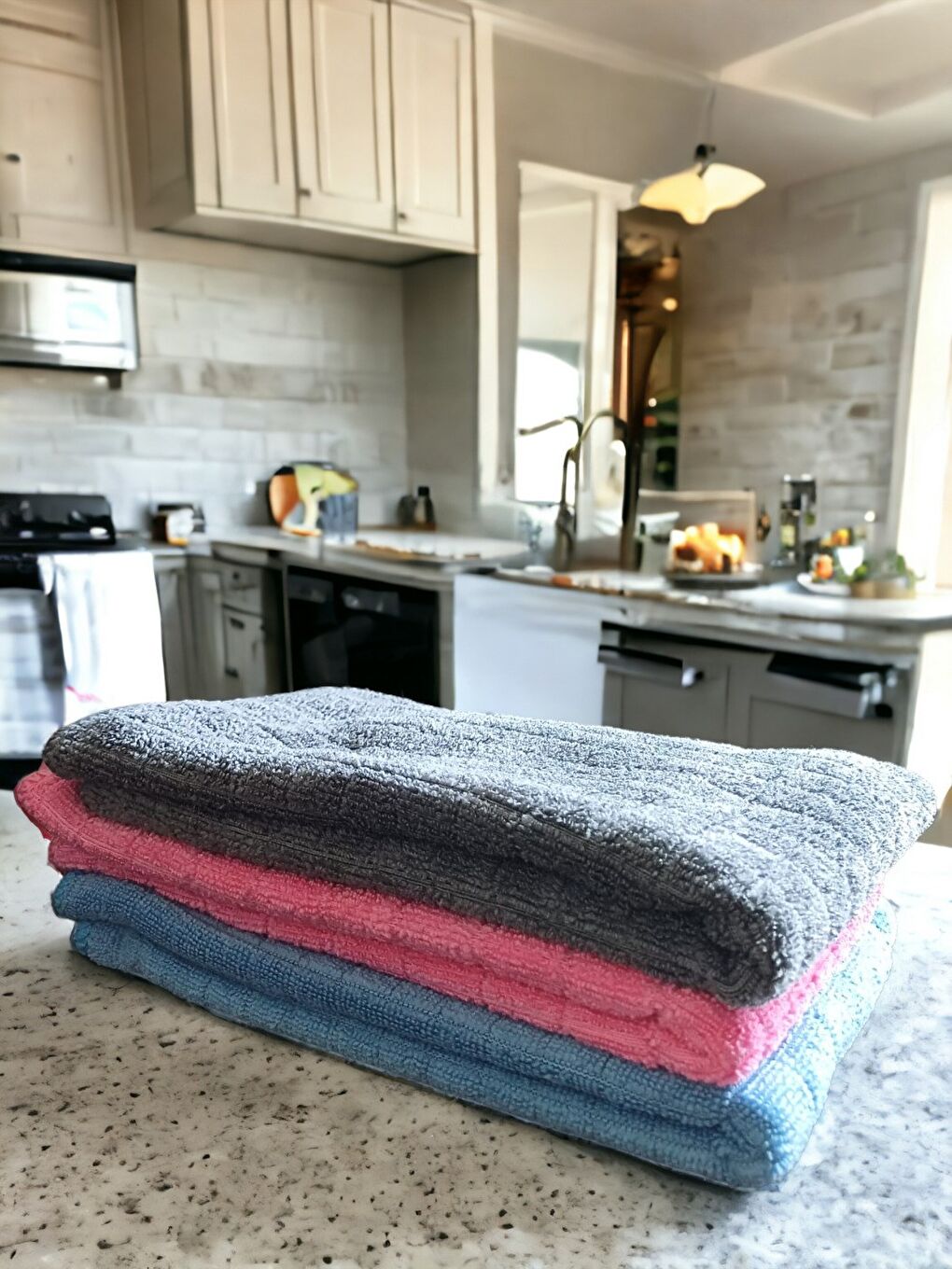 Karışık Misclean Mikrofiber Mutfak Temizlik Bezi 40*40 cm 3 Renk (3 Adet)-4