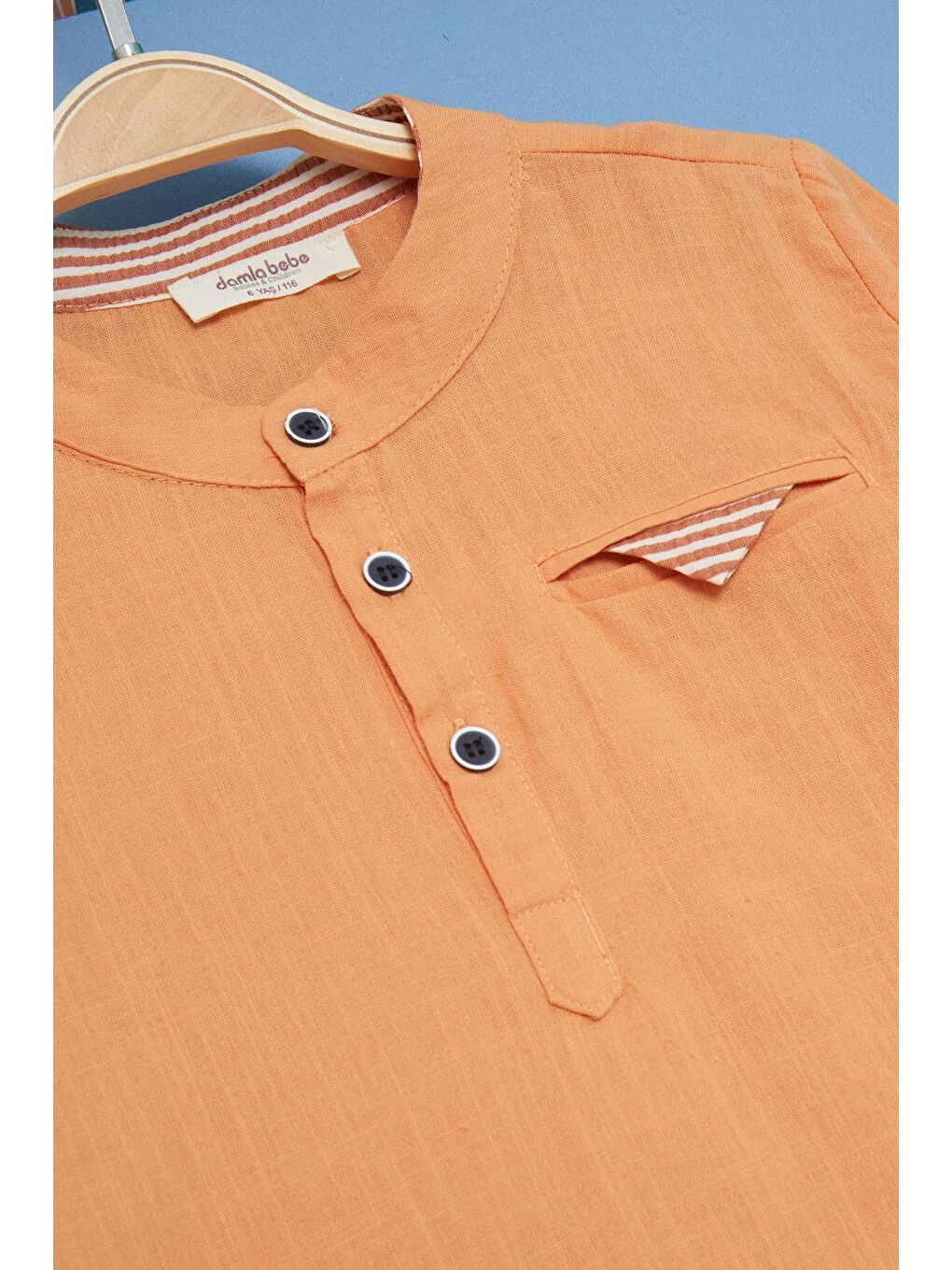 Erkek Çocuk Turuncu Gömlek ve Pantolonlu 2'li Takım 15132-2