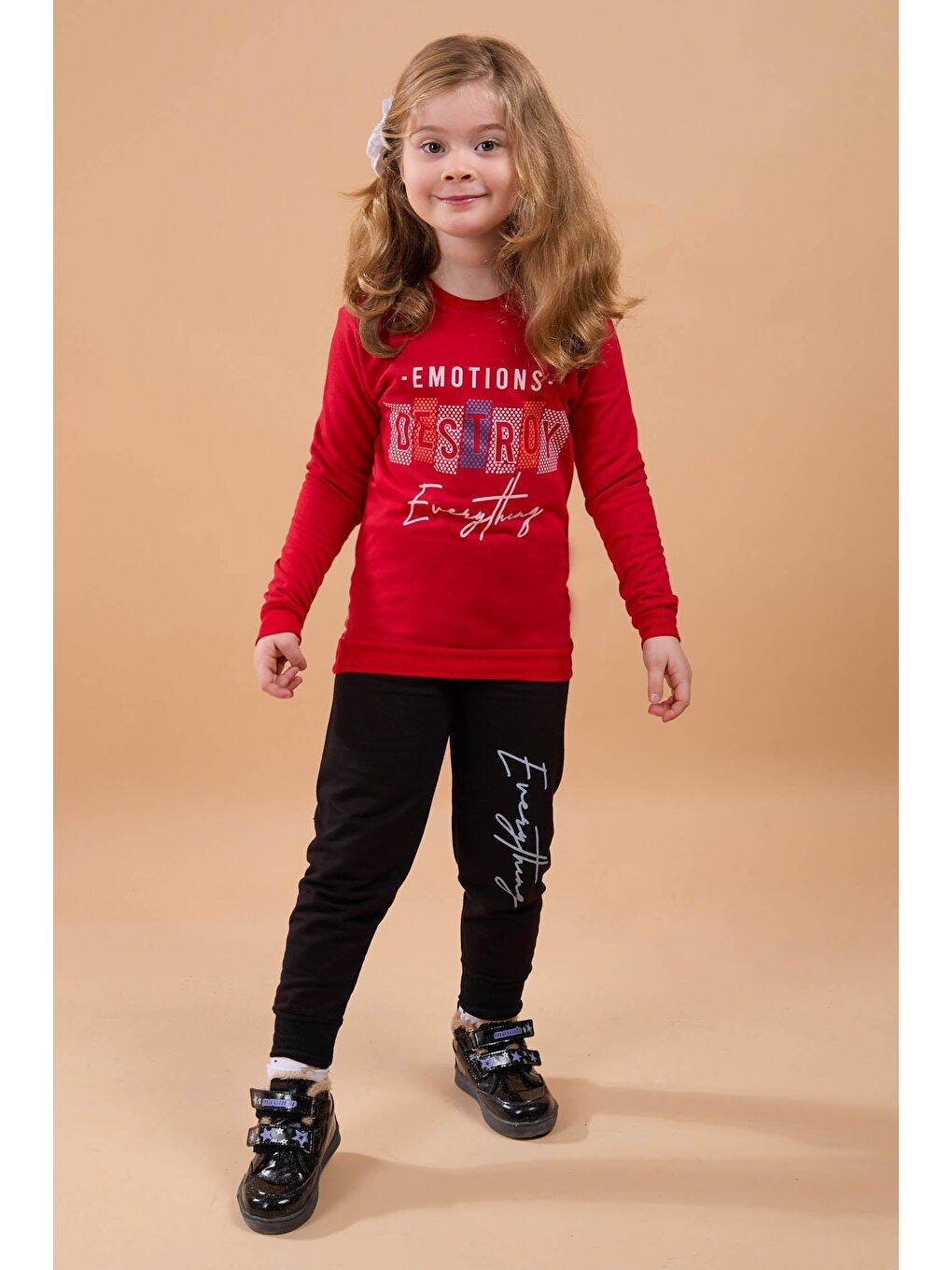 Kız Çocuk Kırmızı Eşofman Takımı - 23823-2