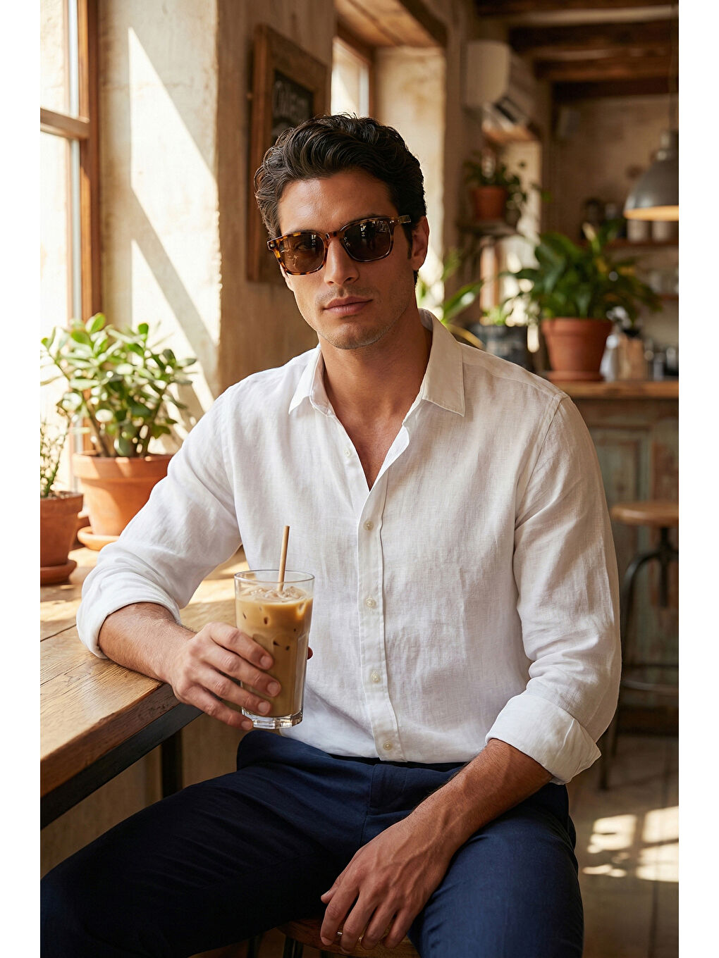 Beyaz Pamuklu Regular Fit Klasik Yaka Uzun Kollu % 100 Keten Gömlek CF26S1210000