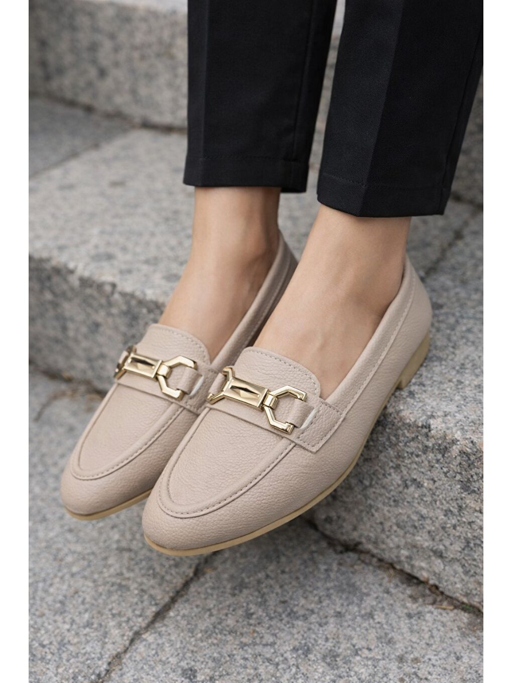 Ekru AL-2016 Rahat Taban Kadın Babet Anne Ayakkabısı Günlük Bayan Ayakkabı-1