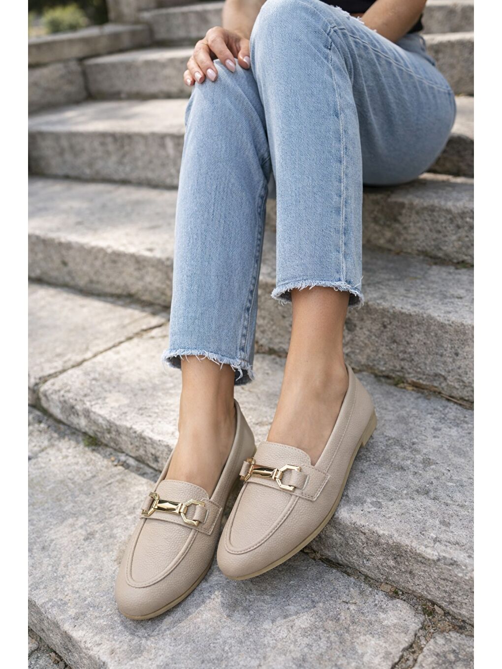 Ekru AL-2016 Rahat Taban Kadın Babet Anne Ayakkabısı Günlük Bayan Ayakkabı-2