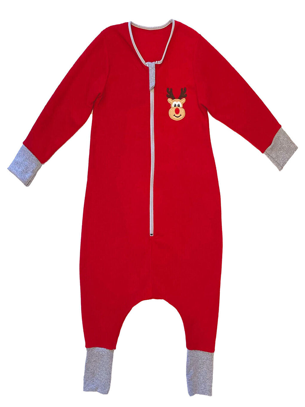 Kırmızı 4-6 YAŞ, Unisex Bebek/Çocuk Yılbaşı Nakışlı 2 Tog Polar Uyku Tulumu-1
