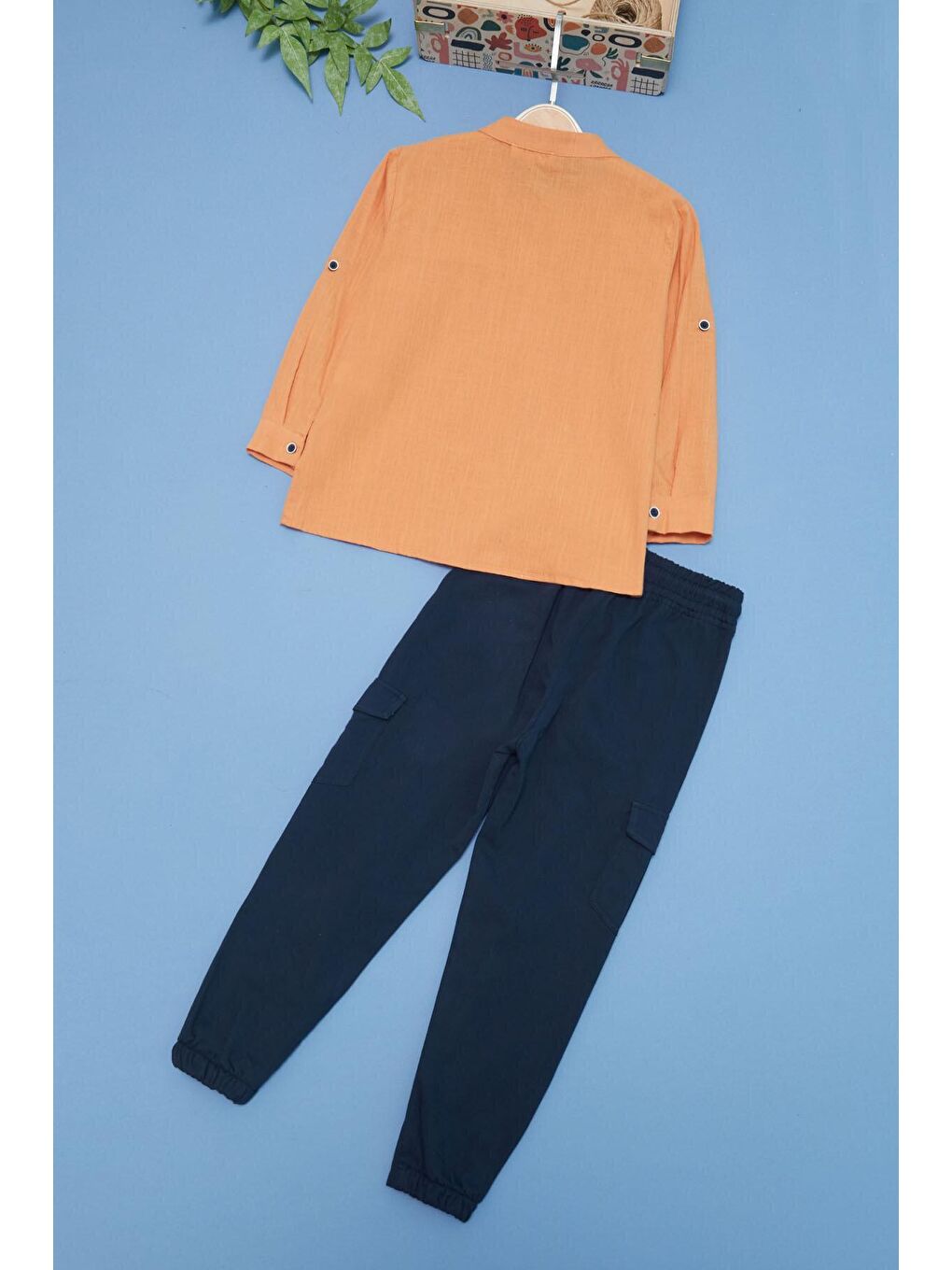 Erkek Çocuk Turuncu Gömlek ve Pantolonlu 2'li Takım 15132-4