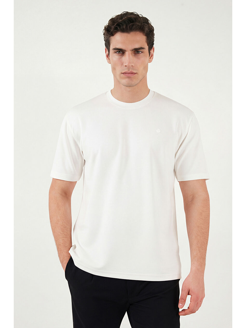 Ekru Regular Fit Bisiklet Yaka T Shirt 5904028-2