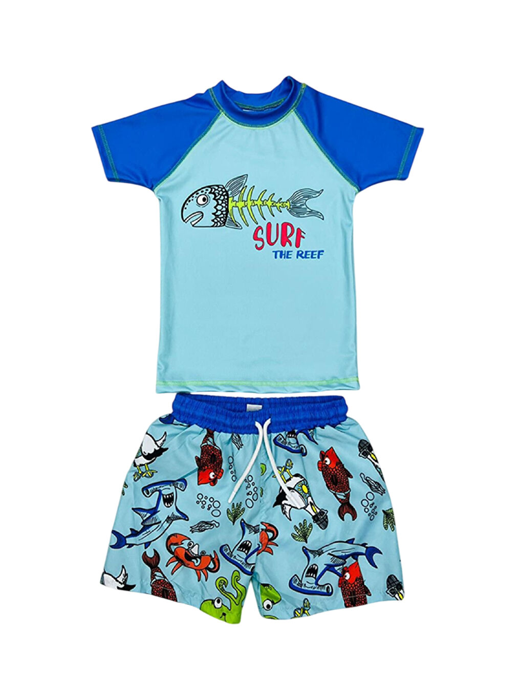 Mavi Deniz Şortu Ve Tshirtlü Ikili Takım Çocuk Plaj