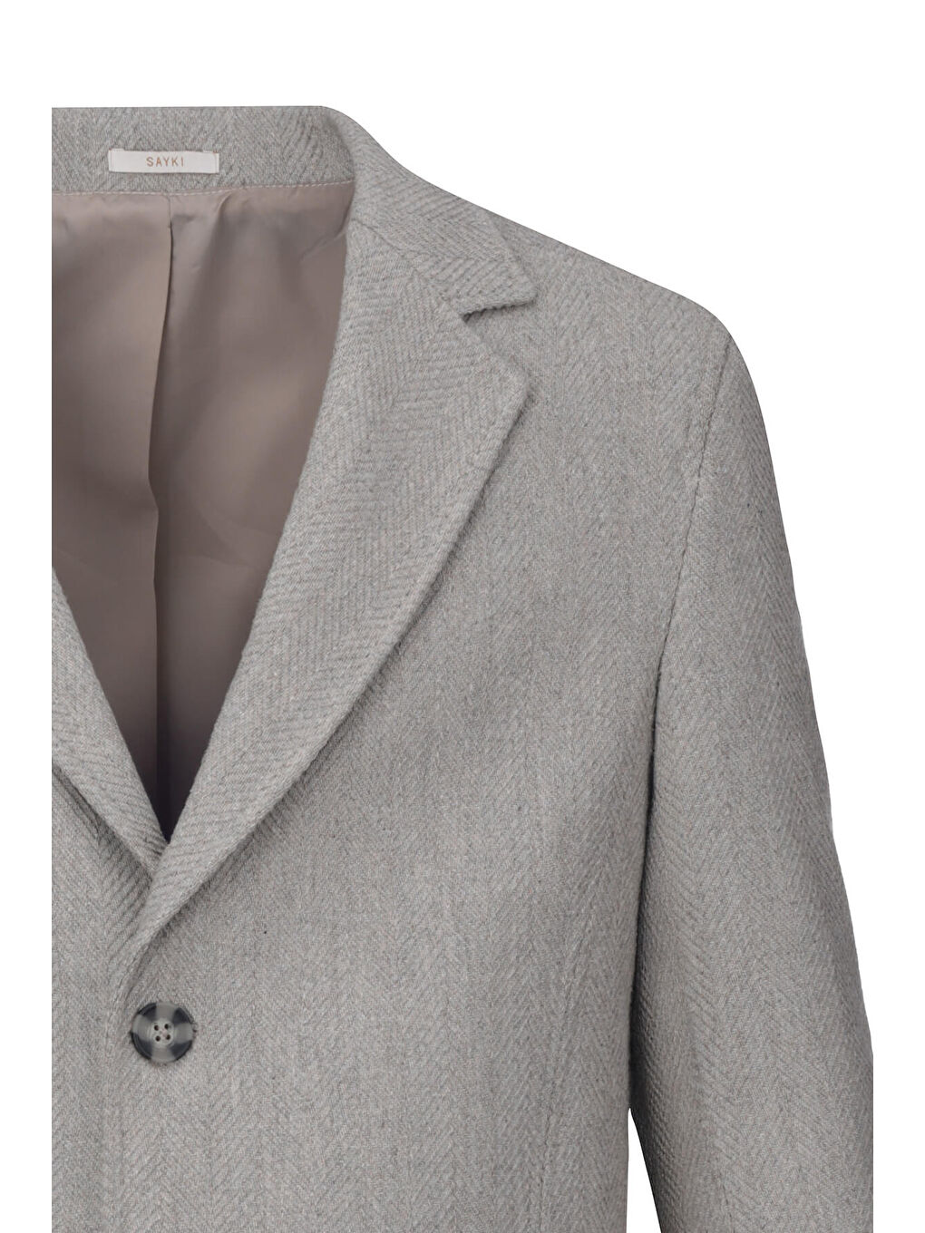 Bej Slim Fit Ceket Yaka Yünlü Kaşe Palto-1