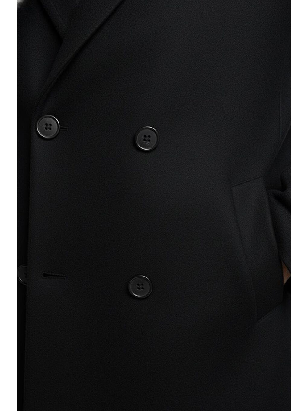 Giotelli Siyah Regular Fit Mono Yaka Yün Karışımlı Kaşe Erkek Kaban-4