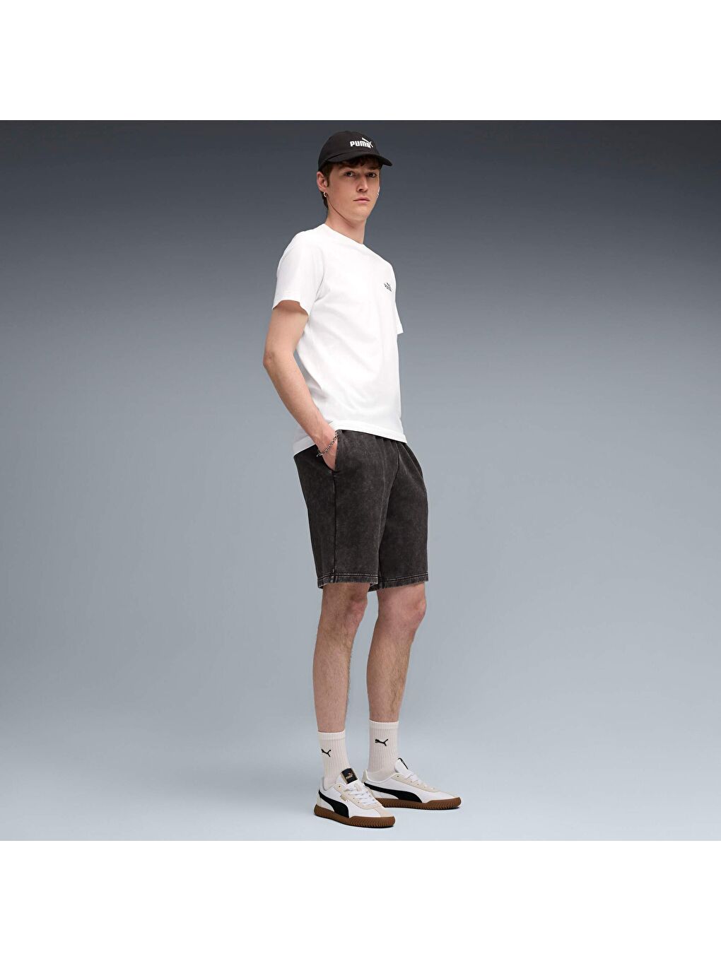 Siyah ESSENTIALS Elevated Erkek Geniş Kesim 9" Şort-1