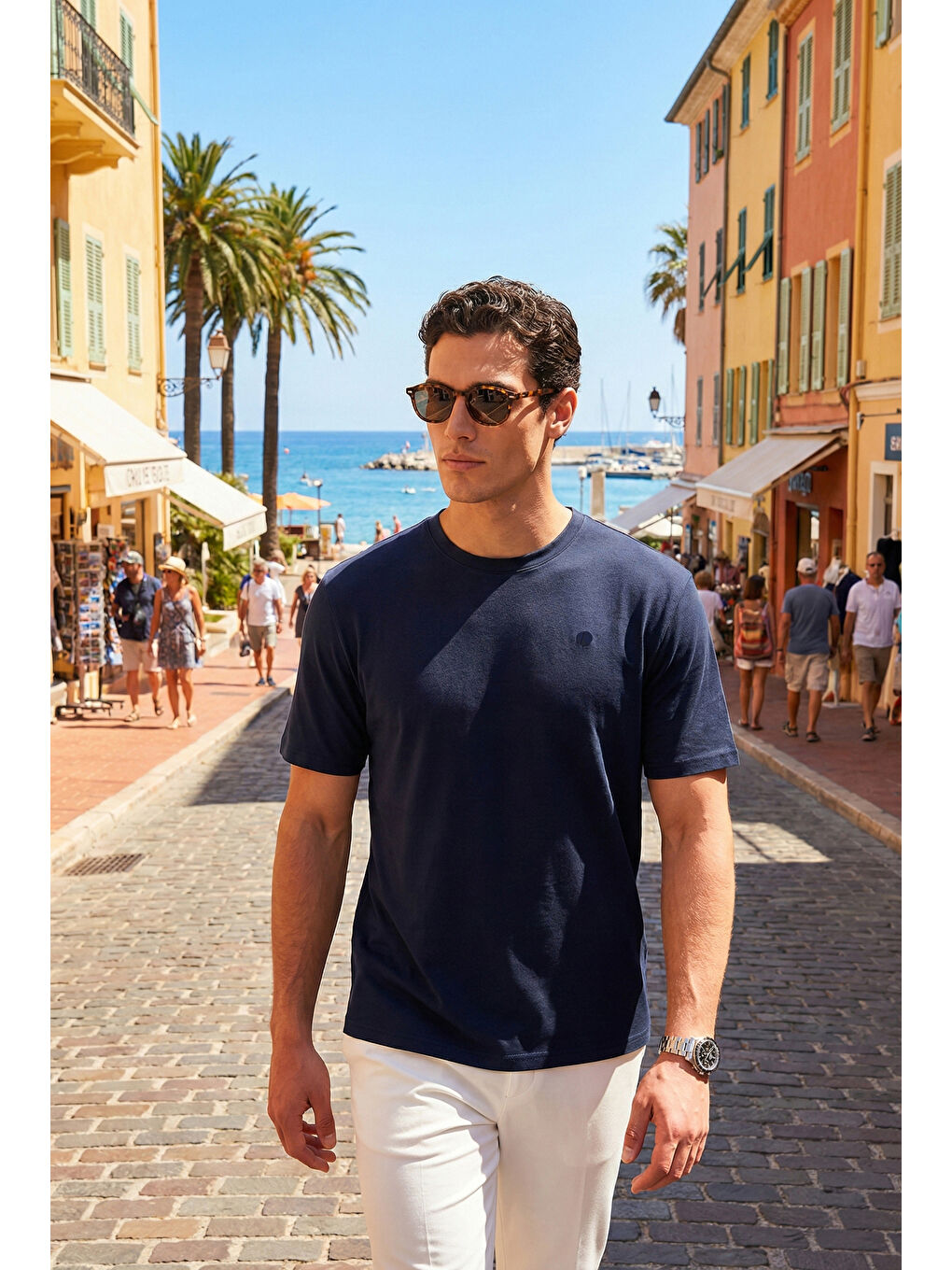 Lacivert Regular Fit Bisiklet Yaka T Shirt 5904028-1