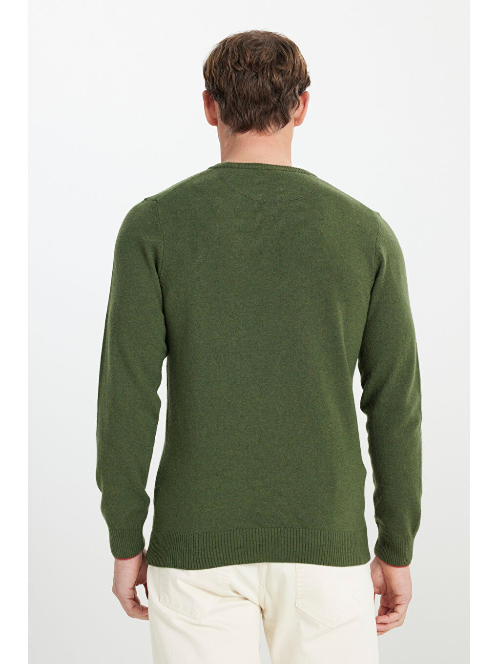 Erkek Haki Sıcak Tutan Yün Standart Fit Normal Kesim Bisiklet Yaka Triko Kazak-4