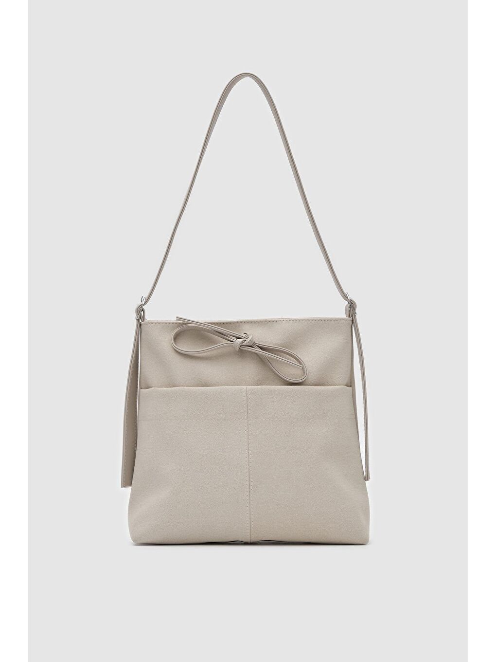 Ekru Justen Süet Omuz Çantası Krem