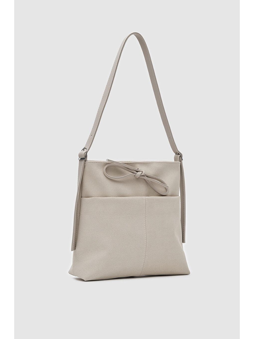 Ekru Justen Süet Omuz Çantası Krem-1