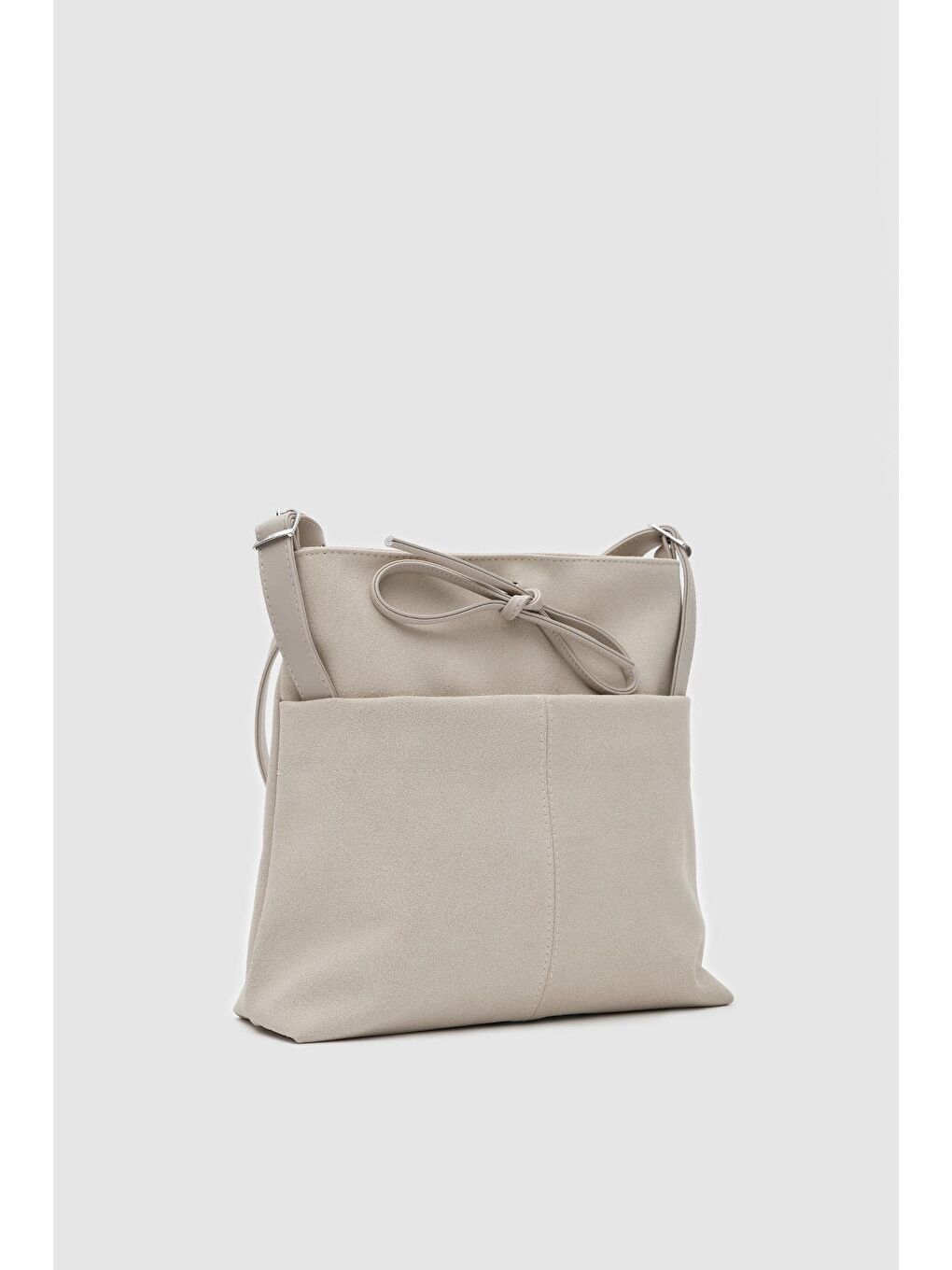 Ekru Justen Süet Omuz Çantası Krem-2