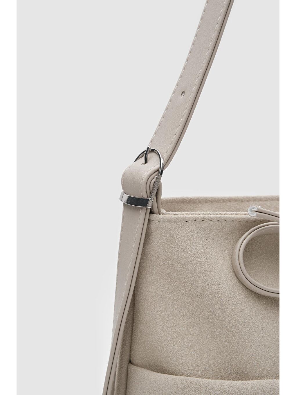 Ekru Justen Süet Omuz Çantası Krem-4