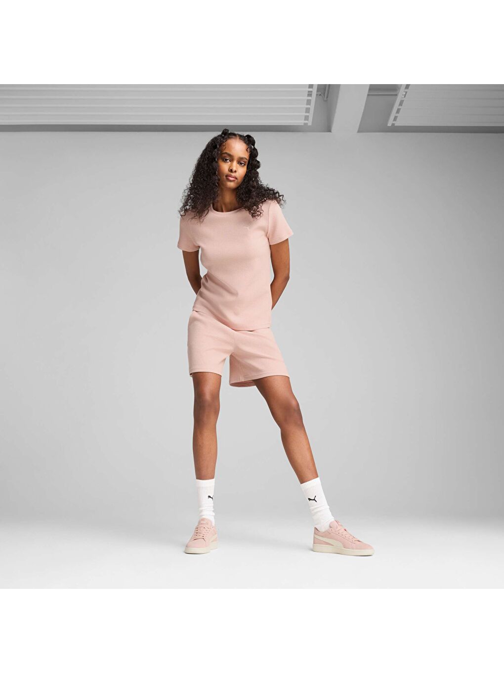 Pembe HER Kadın Yüksek Bel Şort-1