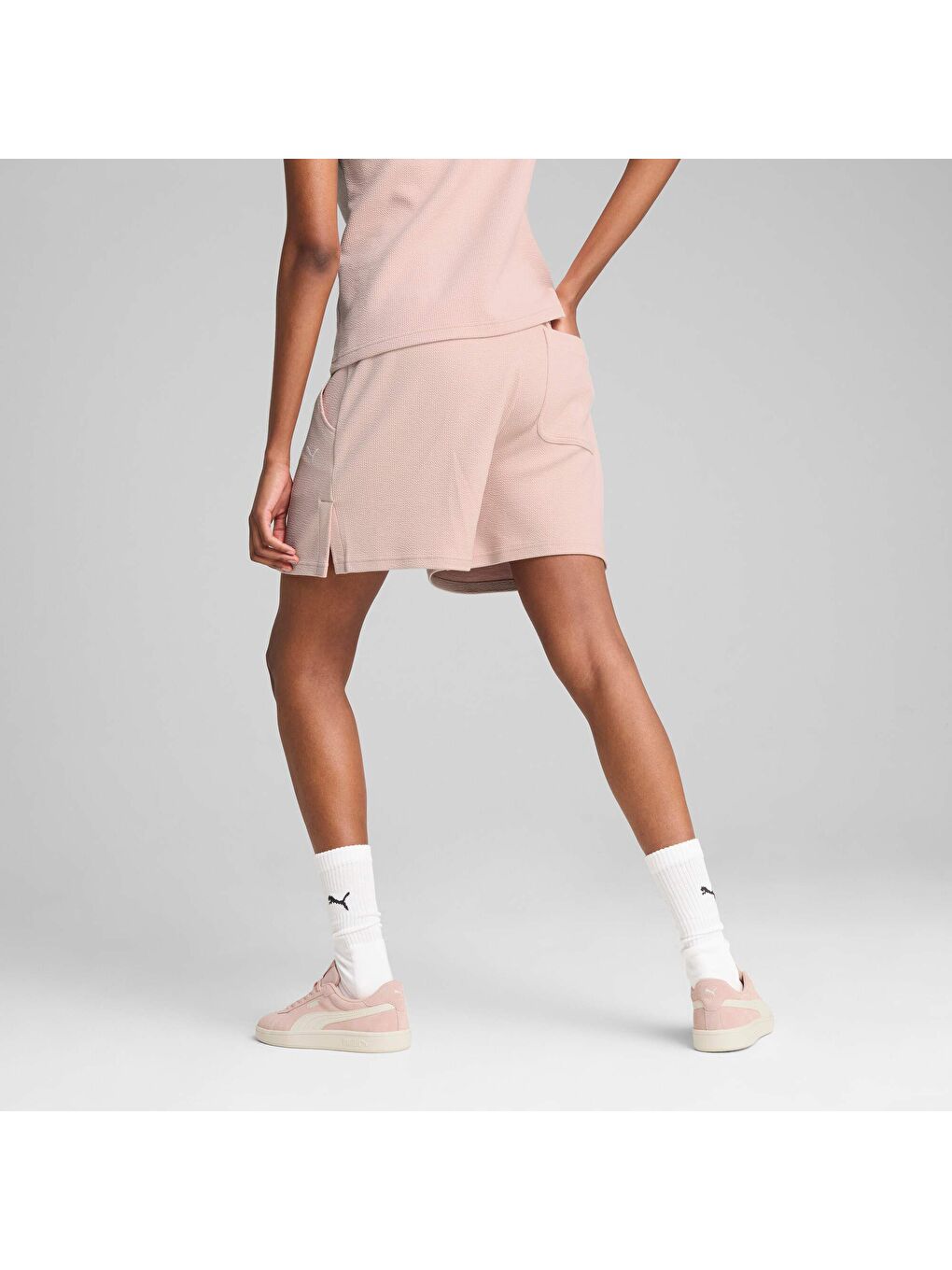 Pembe HER Kadın Yüksek Bel Şort-2