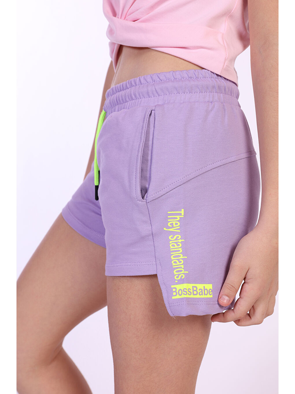 Lila Kız Çocuk They Standards Baskılı Şort-1