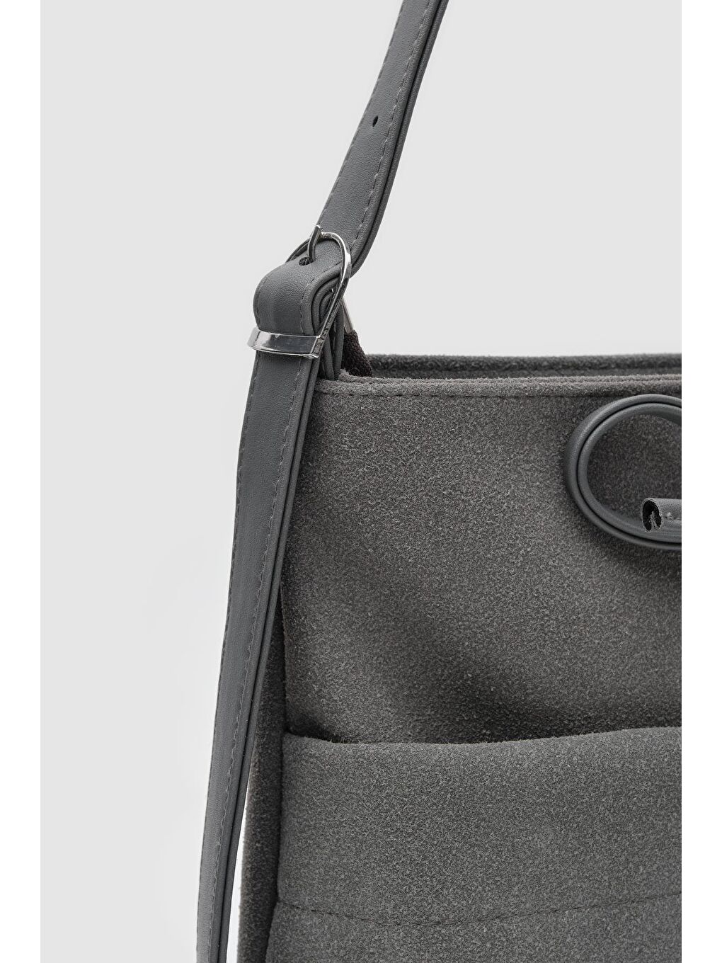 Justen Süet Omuz Çantası Antrasit-4