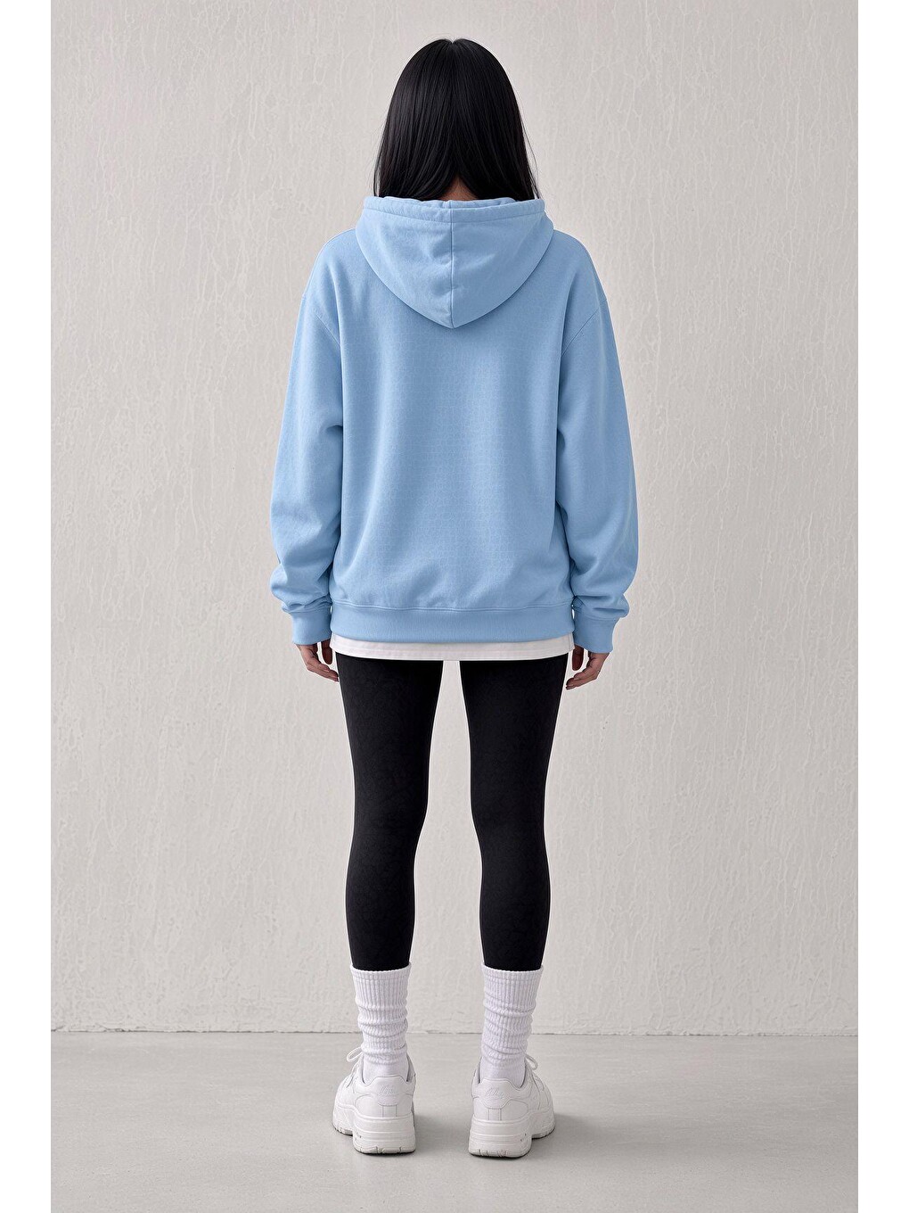 Turkuaz Sw Unisex Oversize "new York Crew" Baskılı Kapüşonlu Kanguru Cep Sweatshirt-2