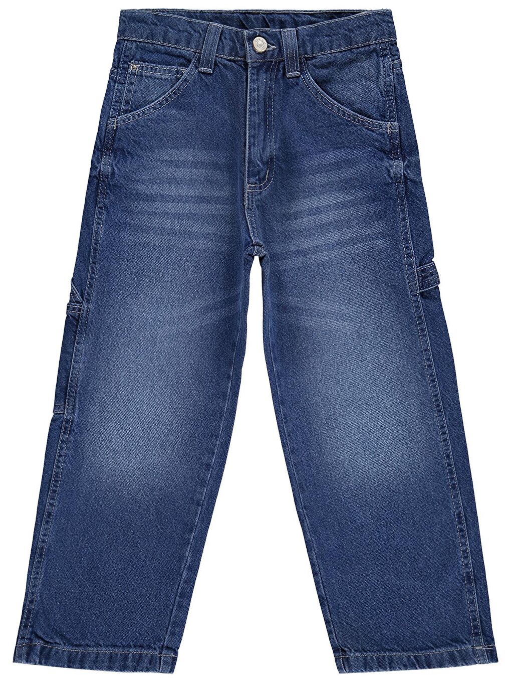 Boys Yan Cepli Baggy Kalıp 6-9 Yaş Pantolon Jean - Mavi 7-8 Yaş
