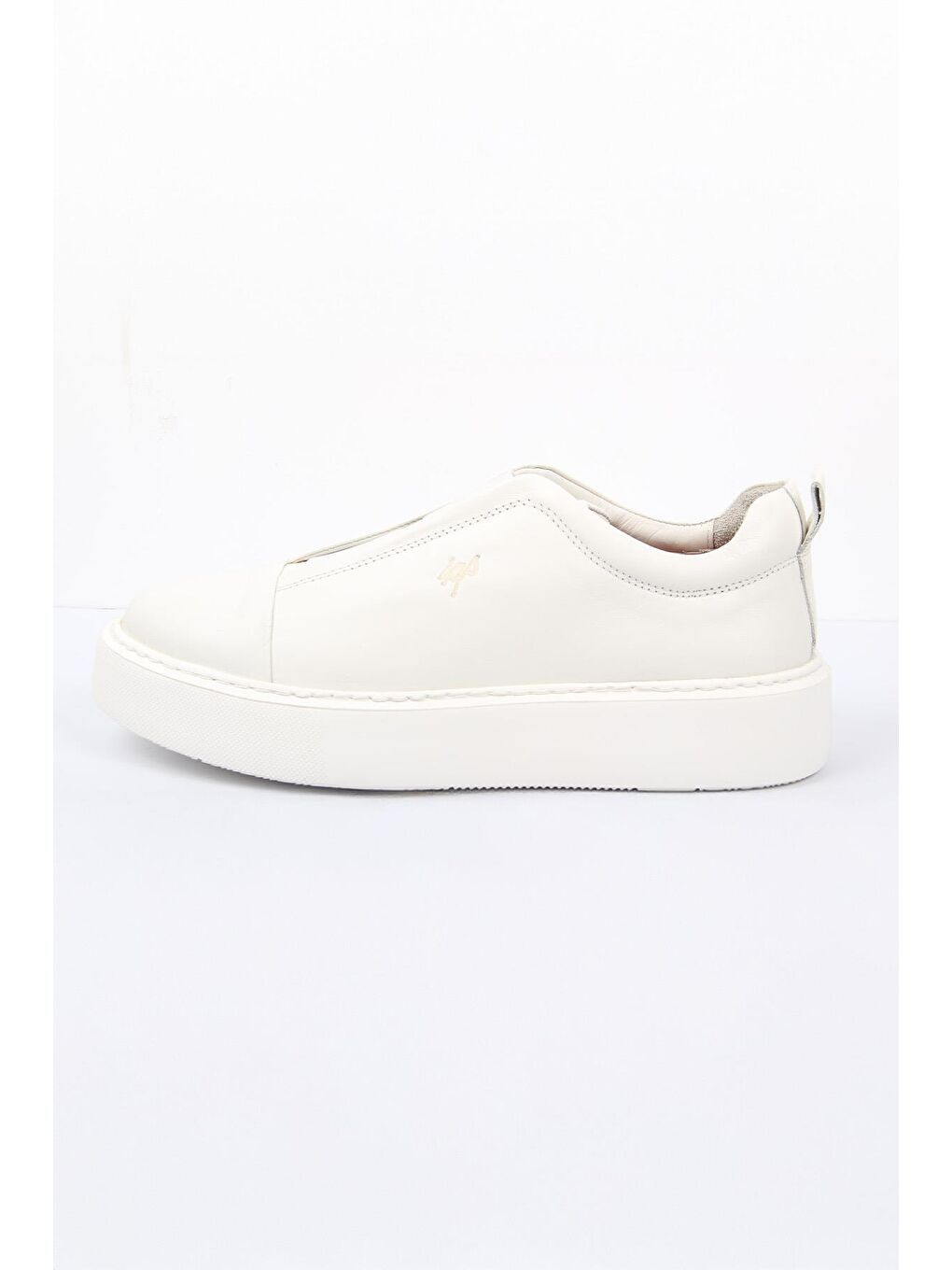 Ekru Krem Slip-On Erkek Ayakkabı Bağcıksız Kalın Taban Günlük Model-1